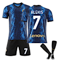 Pikkukuva 7 / 11: 21-22 Inter Milan kotipaita nro 10 Lautaro nro 7 Sanchez nro 9 Dzeko jalkapallokenttäpuku sukilla Size 7 with socks + protective gear 20#