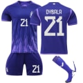 Miniatyrbild 5 av 11: 22-23 Argentina borta nr 10 Messi 11 Di Maria 22 Lautaro 21 Dybala Cup fotbollströja No. 21 with socks #28
