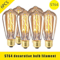 Miniatyrbillede 1 af 5: 6 stk. Vintage Retro St64 E27 Edison-pærer 40w pære varm hvid