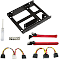 Miniatyrbild 2 av 5: Adapterkit för 2,5\" till 3,5\" hårddiskfack, konverteringsfack, HDD SSD-monteringsfäste + IDE 4P hane till 2 SATA 15 stift hona ström + 2 x