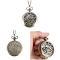 Miniatyrbillede 2 af 5: Vintage Quartz Lommeur med Hul Magpie Blomster Flip Cover Legering Kæde Vedhæng Ure L