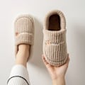 Miniatyrbillede 9 af 10: Søde Bjørn Plys Sko til Kvinder, Fuzzy Varme Slip-On Indendørs Anti-Slip Sko, Soveværelsessko beige EU40 41