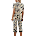 Pikkukuva 4 / 5: Naisten pyjama 2-osainen yöasu lyhythihainen T-paita ja capri-housut Khaki Leopardi Khaki Leopardi Khaki Leopard L