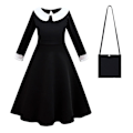 Pikkukuva 2 / 3: Wednesday Addams -asusetti aikuisille ja lapsille, 2 osaa 2 piece set 120 cm