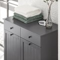 Miniatyrbillede 4 af 5: SoBuy badeværelsesskab 2 vasketøjskurve badeværelseshylde vasketøjspose BZR33-DG G Grey Laundry cabinet(2 doors)