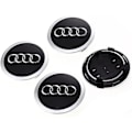 Miniatyrbilde 3 av 3: Senterkopper for AUDI 60mm 4-pakning Grå med kromkant Grey with chromed edge