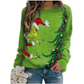 Pikkukuva 1 / 3: Grinch Joulu Naiset Muodikkaat Rennot Huppareita Topit Vihreä green 2XL