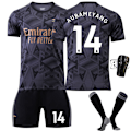 Miniatyrbillede 5 af 11: 22-23 Arsenal udebane sort nr. 7 Saka 9 Lacazette 19 Pepe 14 Aubameyang fodbolduniformssæt Size 9 with socks XS