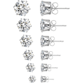 Miniatyrbilde 1 av 5: 6 Par Ørepyntsett, 316L Rustfritt Stål Klar Cubic Zirconia Ørepynt For Kvinner Menn 3-8mm