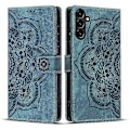 Miniatyrbillede 1 af 4: Frosted Læder Etui til Mandala Emed Retro Telefon Blå(FQ) For Samsung Galaxy S23 FE 5G Blue