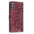 Miniatyrbillede 3 af 4: Frosted Læder Etui til Mandala Emed Retro Telefon Rød(FQ) For Samsung Galaxy S23 5G Red