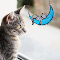 Miniatyrbilde 2 av 6: Fargede Glasskatter på Månen Gaver, Grå Katt Dekor, Katt Solfangere Dekorasjon for Katt Elskere, Katt Fargede Glass Vindu Hengende Minnegave Katt (Grå) Grey