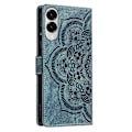 Miniatyrbillede 3 af 4: Frosted Læder Etui til Mandala Emed Retro Telefon B(FQ) For Samsung Galaxy S25 Edge 5G Blue