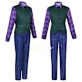Pikkukuva 4 / 5: Heath Ledger Cosplay-asu Elokuva The Dark Knight Joker-asu Violetti Takki Täysi Sarja Halloween-klovni Trench Coat Cos XXL
