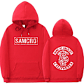 Miniatyrbild 1 av 5: Sons Of Anarchy Samcro Hoodie Dubbelsidig Tryckt Hoodie Skjorta Topp Röd Ed L