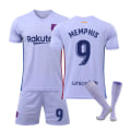 Miniatyrbillede 1 af 11: 21-22 Barcelona udebane nr. 10 Messi nr. 25 Aubameyang 21 De Jong 9 Depay fodbolduniform Fati trøje Size 9 with socks XS#