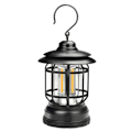 Miniatyrbilde 1 av 5: LED camping lanterne hengende teltlampe Retro bærbar lampe svart black battery type