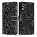 Miniatyrbillede 1 af 4: Frosted Læder Etui til Mandala Emed Retro Telefon Sort(FQ) For Samsung Galaxy S22 Ultra 5G Black