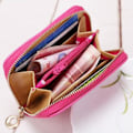 Miniatyrbilde 2 av 2: IC Sløyfe Liten Mini Lommebok Kort Nøkkelholder Glidelås Myntveske Dame Hvit 10,5 cm x 8,5 cm x 2 cm