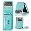 Pikkukuva 1 / 3: Lompakko Kotelo Yhteensopiva Galaxy Z Flip 4:n kanssa, Ristiriimu Lanyard PU Nahka Suojaava Kotelo Korttipaikoilla Sininen Blue For Galaxy Z Flip 4