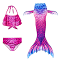 Miniatyrbillede 1 af 5: 3-delt sæt pige havfrue hale bikini badedragt sæt STYLE 7 STYLE 7 140 cm