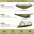 Pikkukuva 5 / 5: Ultralight Travel Hammock Mosquito Net Hammock | Kantavuus 300 kg, hengittävä nylon | Mukana 2 korkealaatuista karabiinia, 2 nylo Army Green