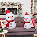 Miniatyrbilde 6 av 6: 2 stk Snømann Puter Vinter Snømann Puter Dekorative Snømann Sherpa Puter Snømann Pute for Vinterdekorasjon Sofa Stue Soverom