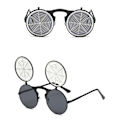 Pikkukuva 1 / 7: Retro-henkilöllisyyttä heijastavat uudet miesten metalliset aurinkolasit Steampunk-käännettävät aurinkolasit 2024 C11  Picture Color Round Sunglasses