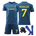 Miniatyrbild 2 av 11: 2023-24 Saudi League Riyadh Victory Away Jersey nr 7 Ronaldo Kortärmad Fotbollströja Barnset Away No. 7 + yellow socks and gear XS