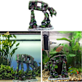 Miniatyrbillede 3 af 7: Dekorative ornamenter Kreativ akvarielandskabelig bil robot hund Transformers tema fisketank ornamenter harpiks håndværk 15.5 * 8.5 * 14cm 1 stk grøn