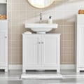 Miniatyrbillede 1 af 5: SoBuy BZR18-II-W Hvidt badeværelsesmøbel med 2 døre White Sink cabinet (on floor)