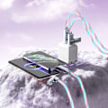 Miniatyrbillede 5 af 8: 4-i-1 180 graders roterende RGB Flow lysende USB-opladningskabel Type C og A5