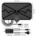 Miniatyrbilde 2 av 5: 2024 Digital TV-antenne: HD innendørs støtte 4K 1080p, 360° mottak, signalforsterker, 16,5 fot koaksialkabel