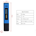 Miniatyrbillede 6 af 7: PH-meter TDS EC PH temperatur 4 i 1 sæt Høj nøjagtighed vandkvalitetstester Pooltester Vandtester med LCD-display Digital TDS