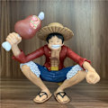 Miniatyrbillede 5 af 5: NAA One Piece Luffy Sidder og Spiser Kød PVC Actionfigur Monkey D Luffy Statue Zoro Sanji Kaidou Samlemodel Dukke Legetøj Gave