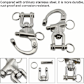 Miniatyrbilde 3 av 5: Svingbar Snap Hook 2-pakning Svingbar Snap Hook 316 Rustfritt Stål Hurtigkoblinger Hurtigkoblinger Snap Hooks for Seilbåter Drop Boat Tilbehør (70mm)