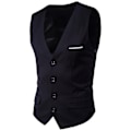 Miniatyrbillede 1 af 5: Plus Size Mænds Ensfarvet Suit Vest Enkeltbrystet Forretningsvest - WELLNGS Sort Black 6XL