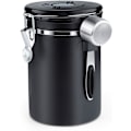 Miniatyrbillede 1 af 5: Lufttæt kaffedåse - Kaffebønnebeholder med CO2-ventil - med måleske - 1,8 L (sort) (FQ)