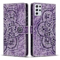 Miniatyrbillede 1 af 4: Frosted Læder Etui til Mandala Emed Retro Telefon Lilla(FQ) For Samsung Galaxy S21 Ultra 5G Purple