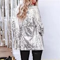 Miniatyrbillede 4 af 5: Kvinders Sequinjakke, Glitter Sparkle Casual Langærmet Blazer Frakke Black S
