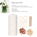 Miniatyrbild 3 av 4: JFJC Macrame-kit för nybörjare Bomullsmacrame-sladd med träpärlor Träringar Macrame-växthängarkit Macrame-tillbehör