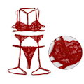 Miniatyrbilde 5 av 8: Sexy Undertøy Kvinne BH Strømpebånd Strømper Patchwork Gjennomsiktig Li Rød Ed S