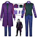 Pikkukuva 2 / 5: Heath Ledger Cosplay-asu Elokuva The Dark Knight Joker-asu Violetti Takki Täysi Sarja Halloween-klovni Trench Coat Cos Kid 140CM