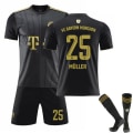 Miniatyrbillede 3 af 11: 21-22 Bayern ude sort nr. 25 Muller trøje nr. 9 Lewandowski fodbolduniform dragt nr. 10 Sane guld bogstaver Bayern Away #10 Kit & Socks 22#