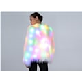 Miniatyrbillede 2 af 5: Wabjtam LED Pelsjakke Kvinder Regnbue Glitter Lys Op Jakke Hvid Fuzzy Rave Kostume L