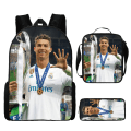 Pikkukuva 1 / 5: 3-osainen Messi ja Ronaldo reppusetti, opiskelijan jalkapalloreppu, 3D-tulostettu reppu style 4