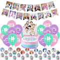 Pikkukuva 1 / 5: Bts syntymäpäiväjuhlan koristeet, Kpop syntymäpäivätuotteet Bangtan Boys -faneille, mukaan lukien Bts Happy Birthday -banneri, kakkukoristeet, ilmapallot