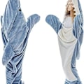 Miniatyrbild 4 av 5: Hajtäcke för Vuxna - Haj Onesie Vuxen Bärbar Täcke - Hajtäcke Ultra Mjukt Mysigt Flanell Hoodie Haj Sovsäck SS pp