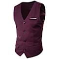 Miniatyrbilde 1 av 5: Plus Size Herrevest i Ensfarget Stoff, Enkeltbryst, Forretningsvest - WELLNGS Mørkerød Dark red 4XL