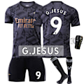 Miniatyrbillede 4 af 11: 22-23 Arsenal udebane sort nr. 7 Saka 9 Lacazette 19 Pepe 14 Aubameyang fodbolduniformssæt Size 9 with socks XS